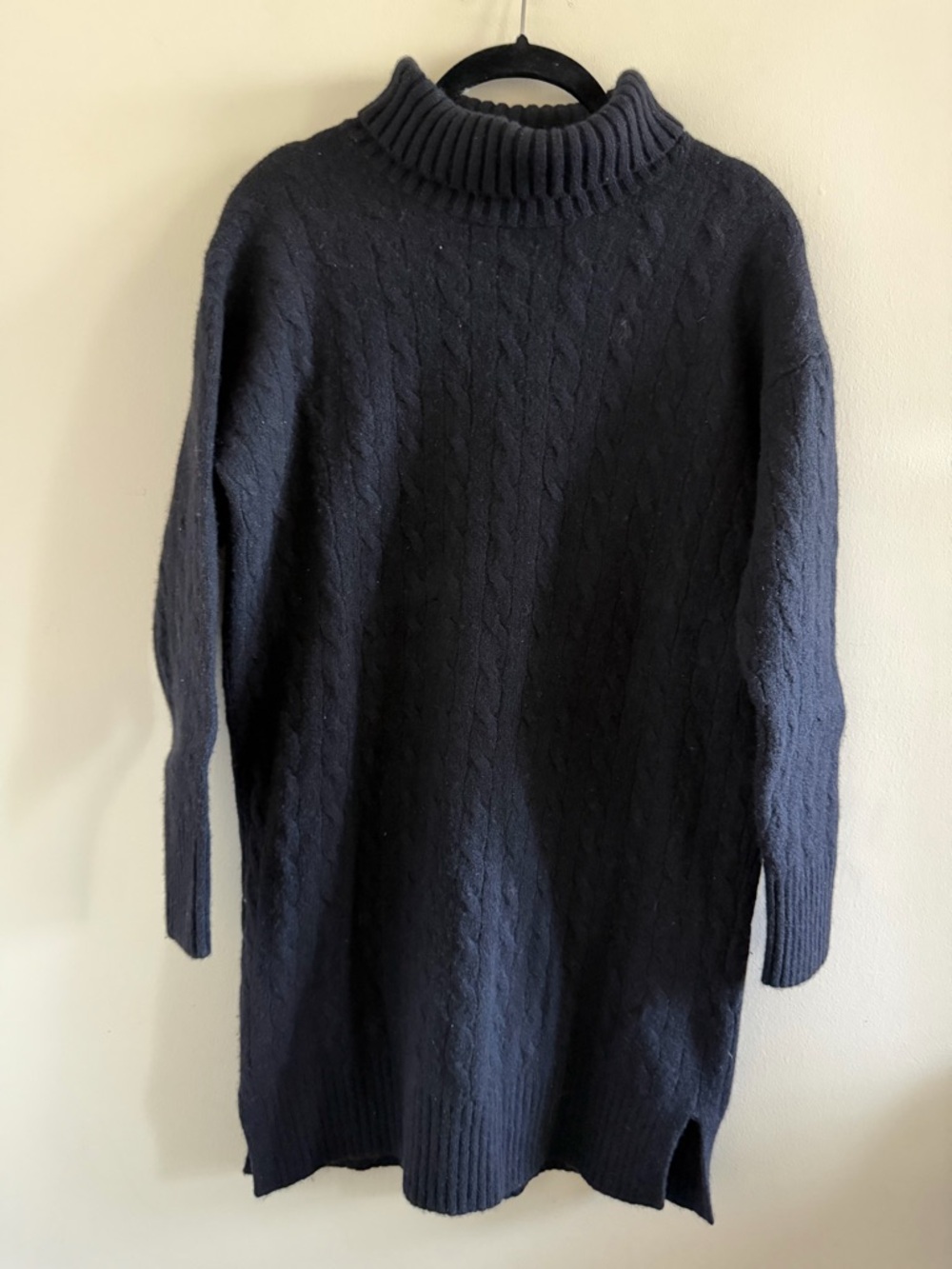 Polo Ralph Lauren Black Cable Knit Turtleneck Sweater Dress
